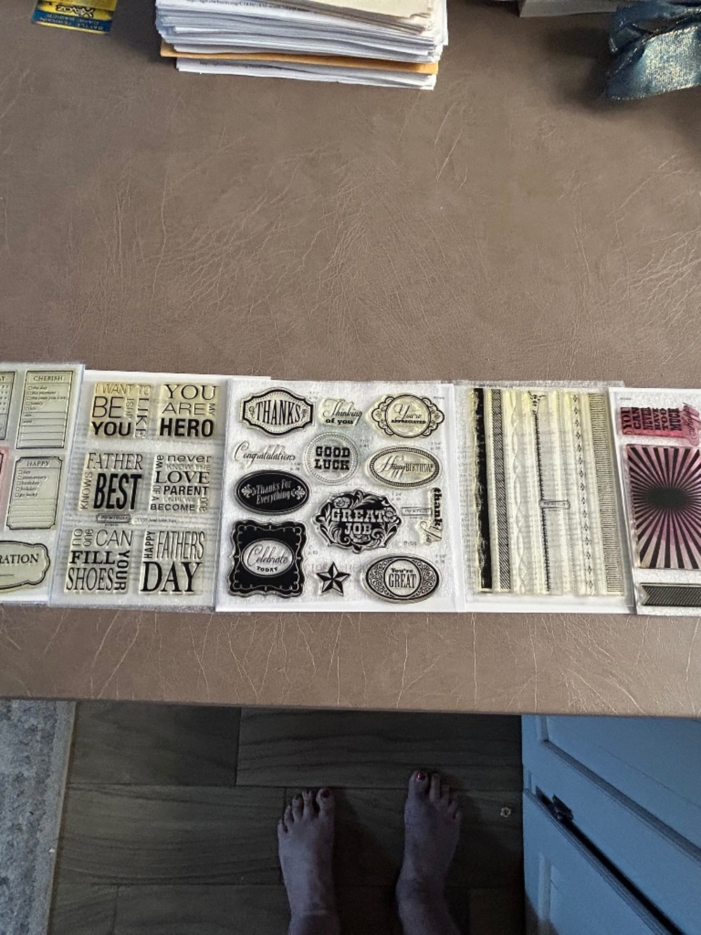 CTMH stamp sets. These stamps are bold titles and simple stitches